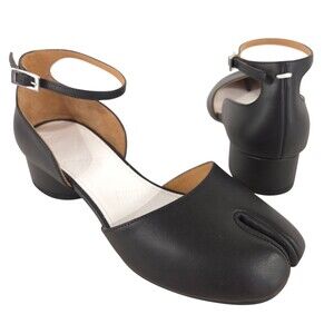 Maison Margiela Tabi Pumps US 6 EU 36 Womens Black Leather Ankle Strap $890